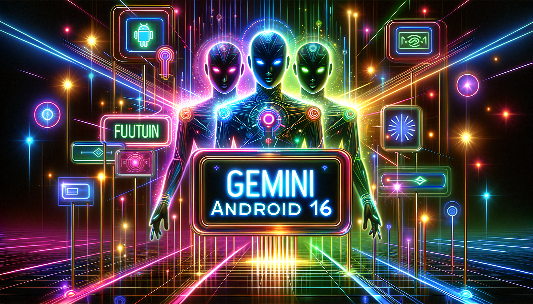 Eye-catching visual of Google I/O, Gemini, Android 16
 and  AI technology vibes