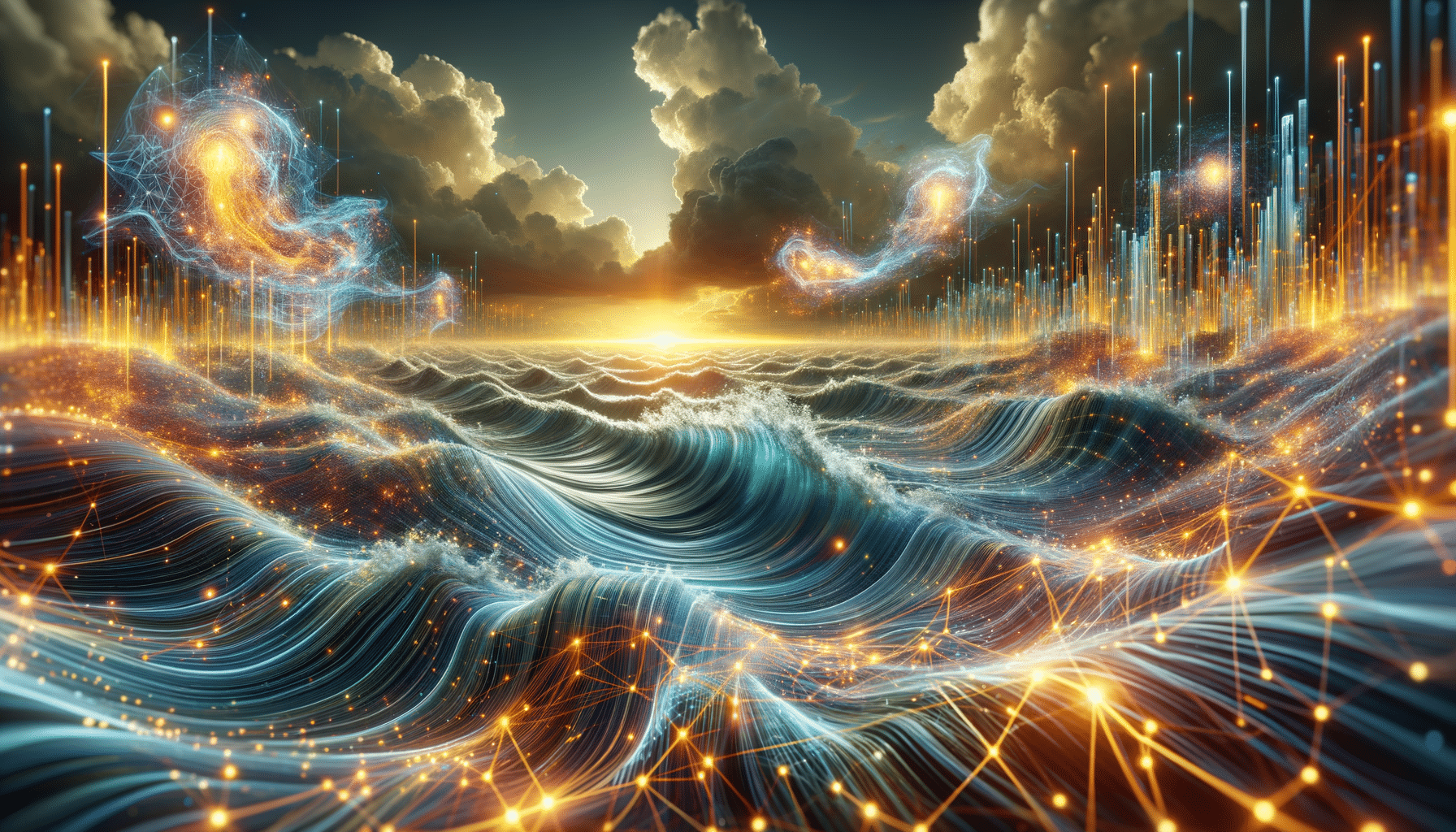 Eye-catching visual of InfluxDB 3, time series database, real-time data processing
 and  AI technology vibes