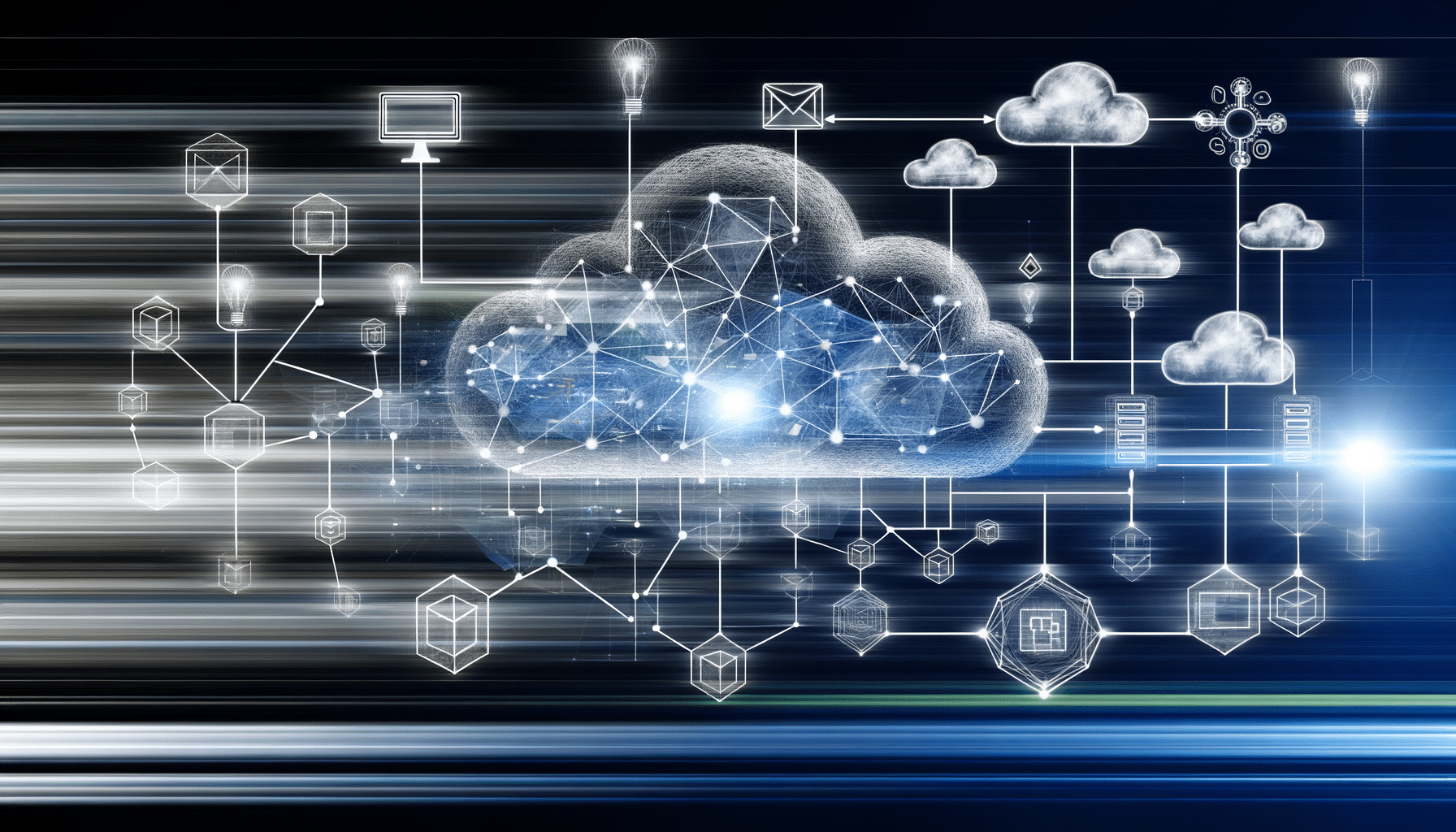 cloud computing, cloud architecture, cloud training
 AI technology illustration