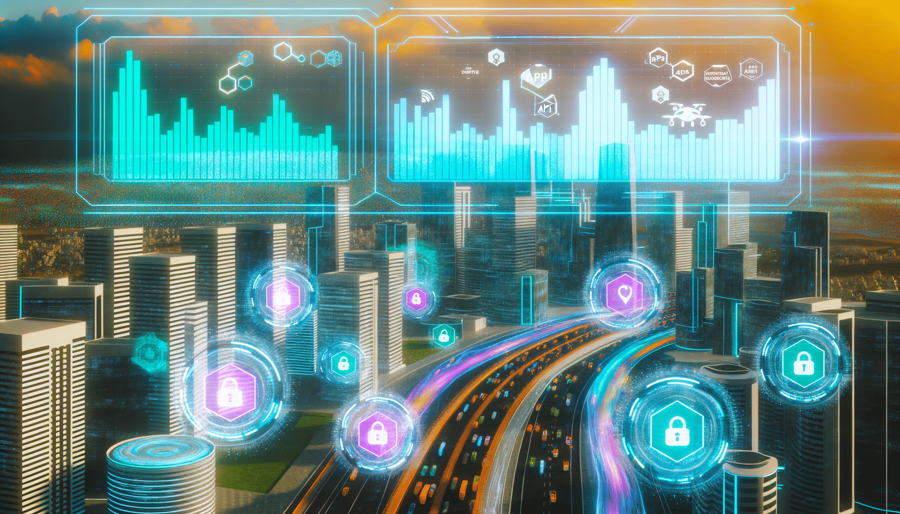 Future potential of API security, application security, DevSecOps
 represented visually