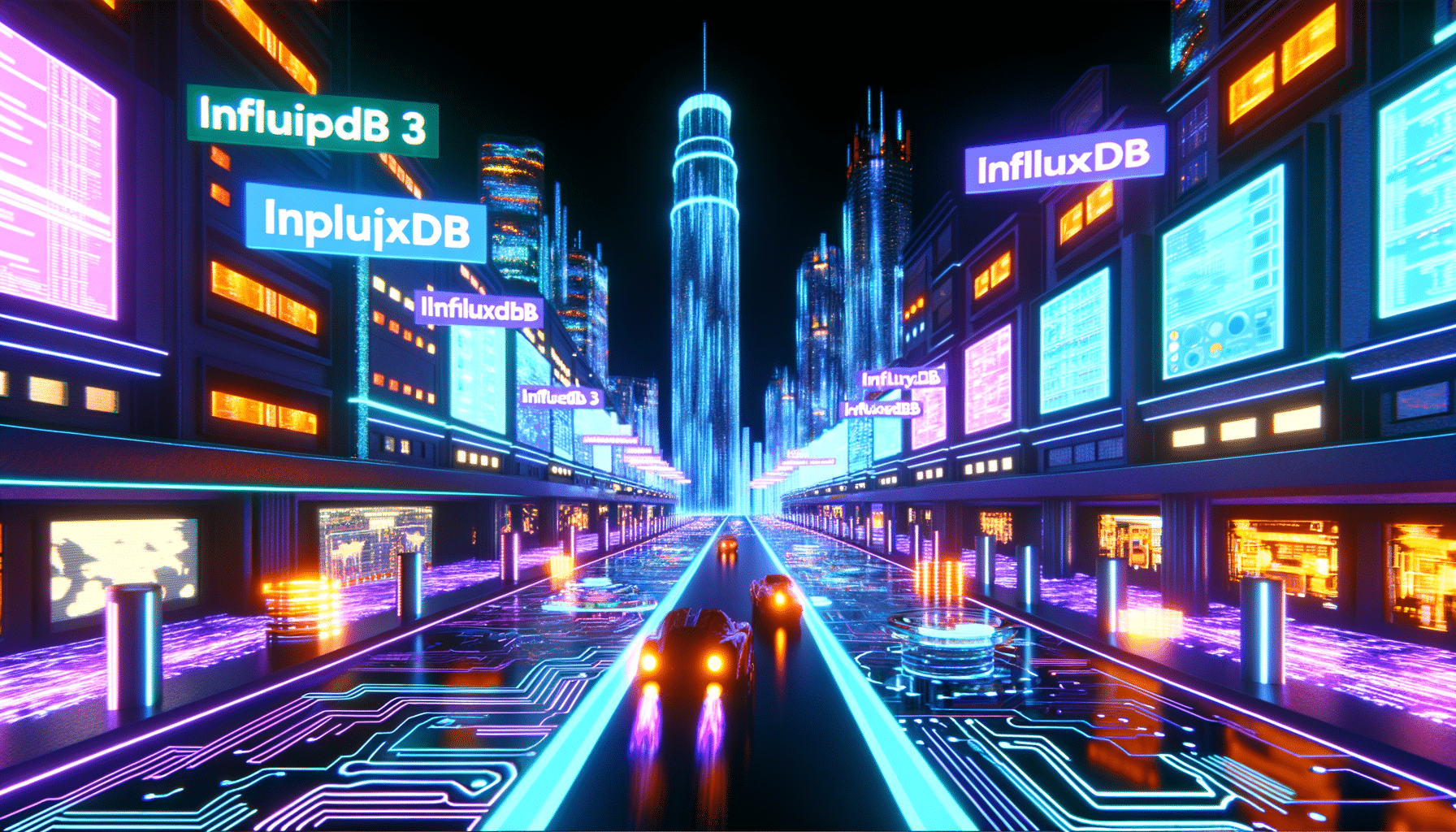 Future potential of InfluxDB 3, time series database, real-time data processing
 represented visually
