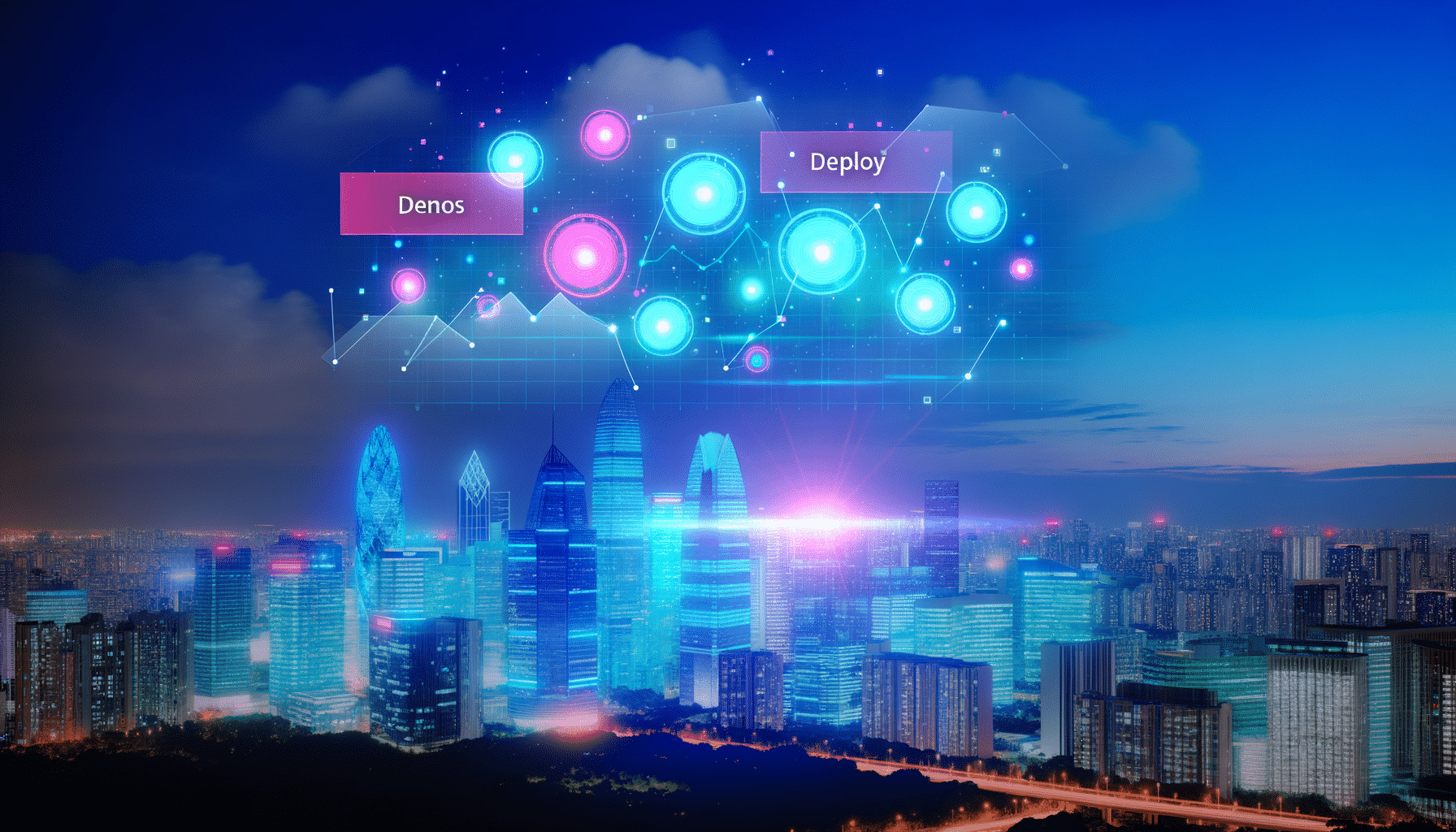 Future potential of Deno, Deno Deploy, Deno Fresh
 represented visually