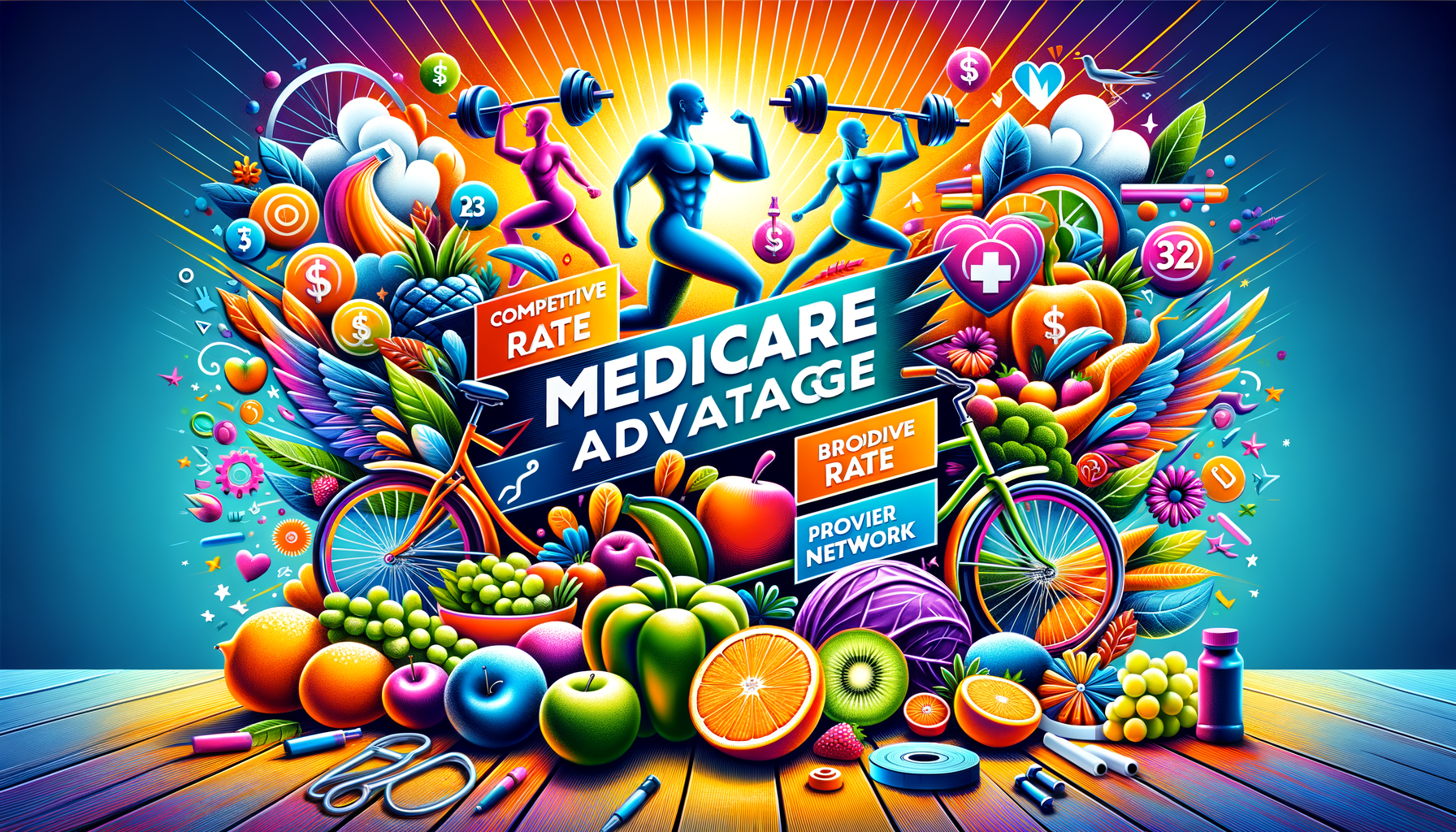Eye-catching visual of Medicare Advantage, commercial rates, provider network
 and  lifestyle vibes