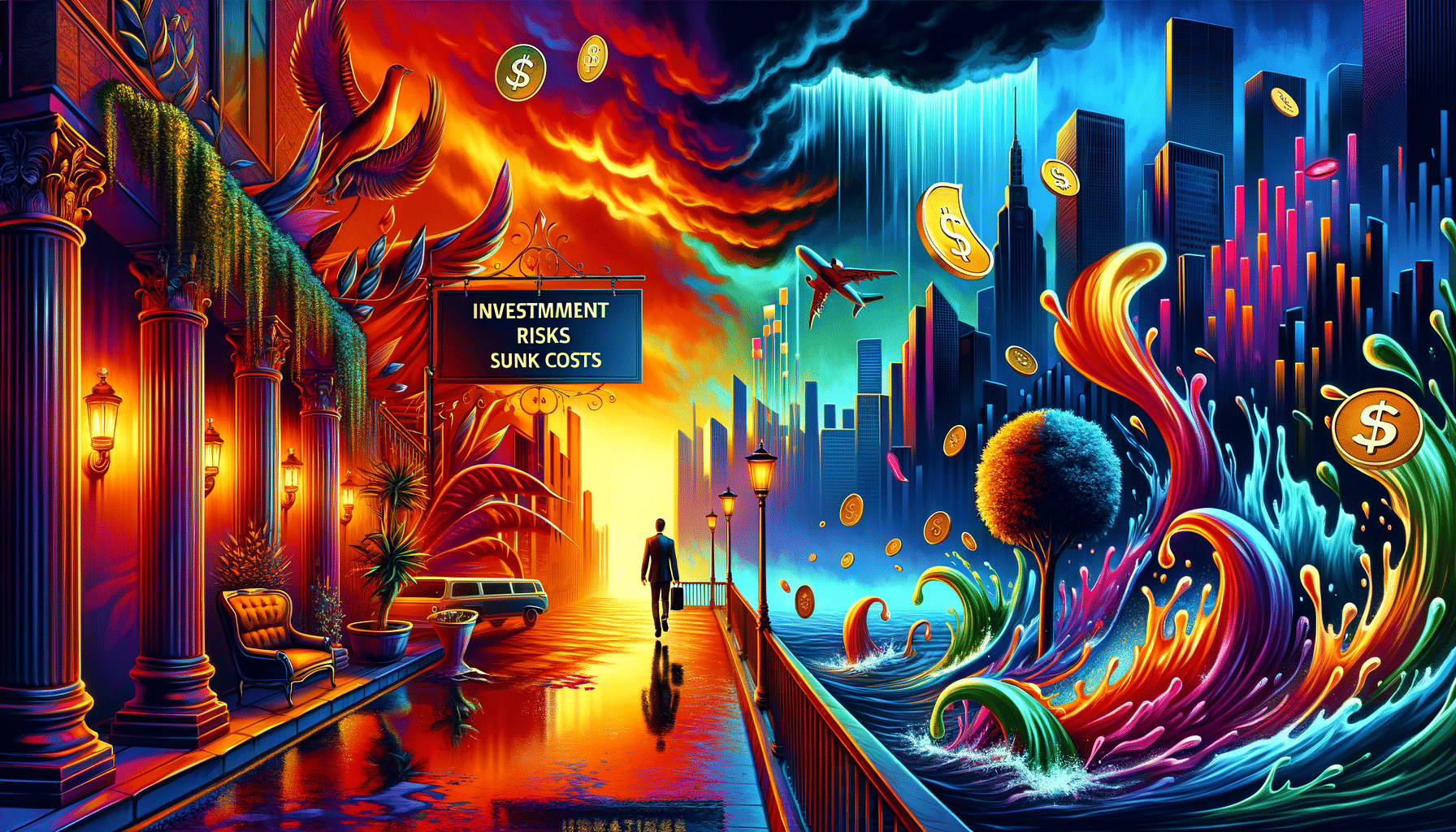 Eye-catching visual of market timing, sunk costs, investing
 and  lifestyle vibes