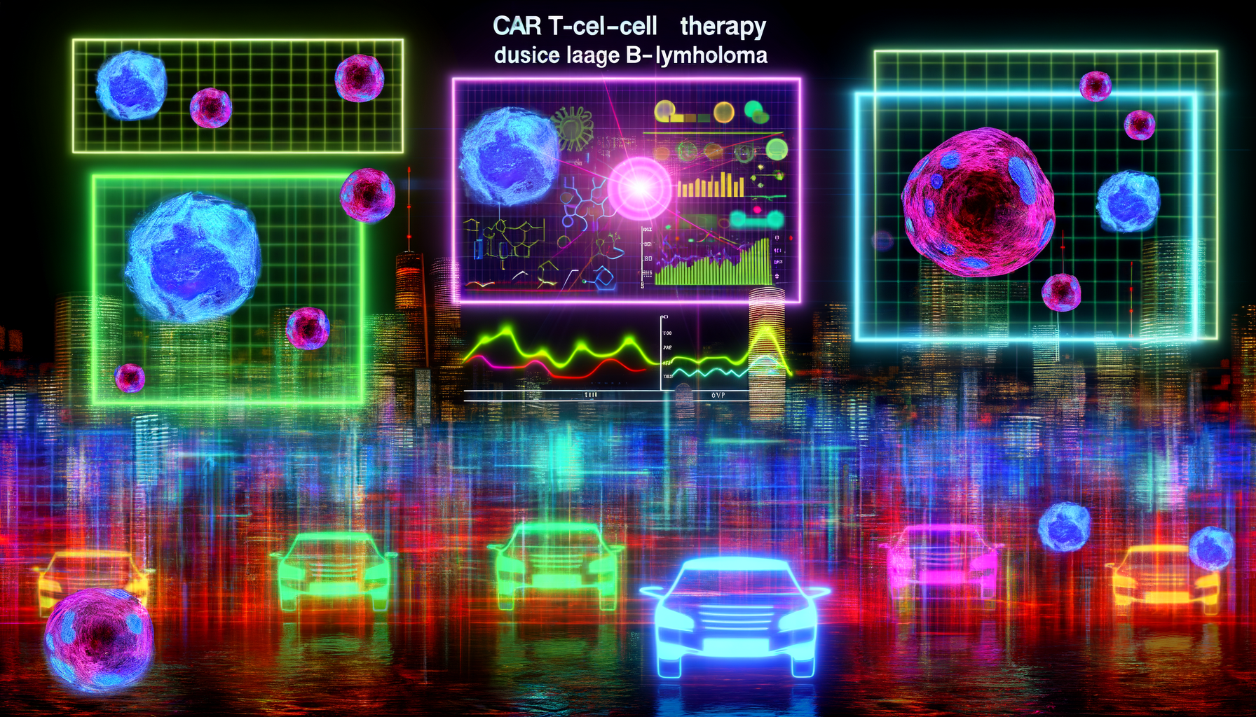 Future potential of CAR T-cell therapy, DLBCL, diffuse large B-cell lymphoma
 represented visually