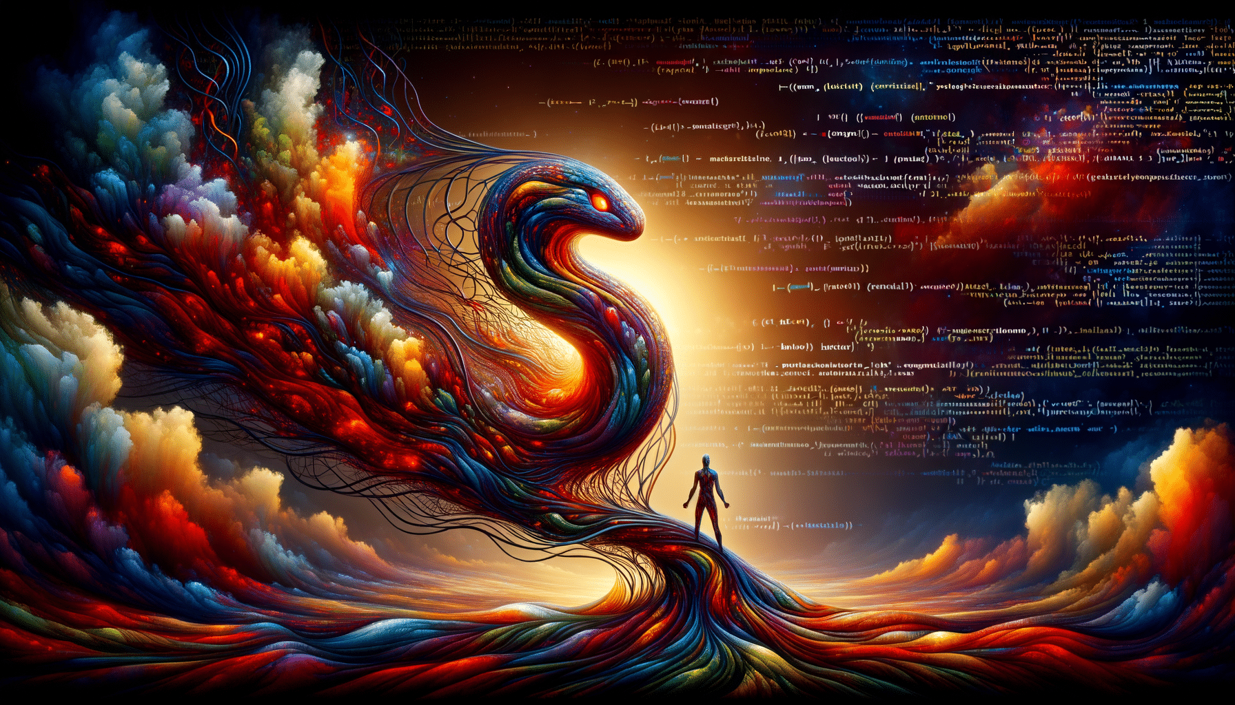 Eye-catching visual of Python 3.14, template strings, WebAssembly and AI technology vibes