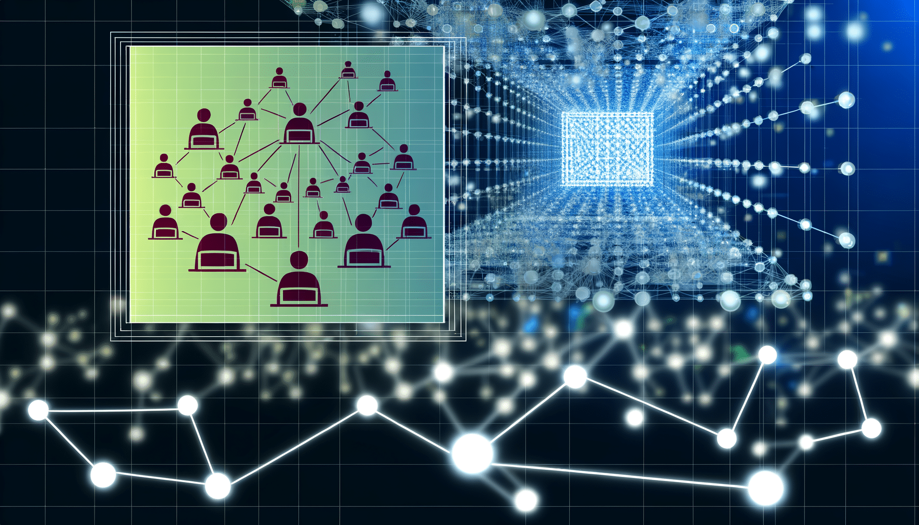 Snowflake, data warehouse, data scientists
 AI technology illustration