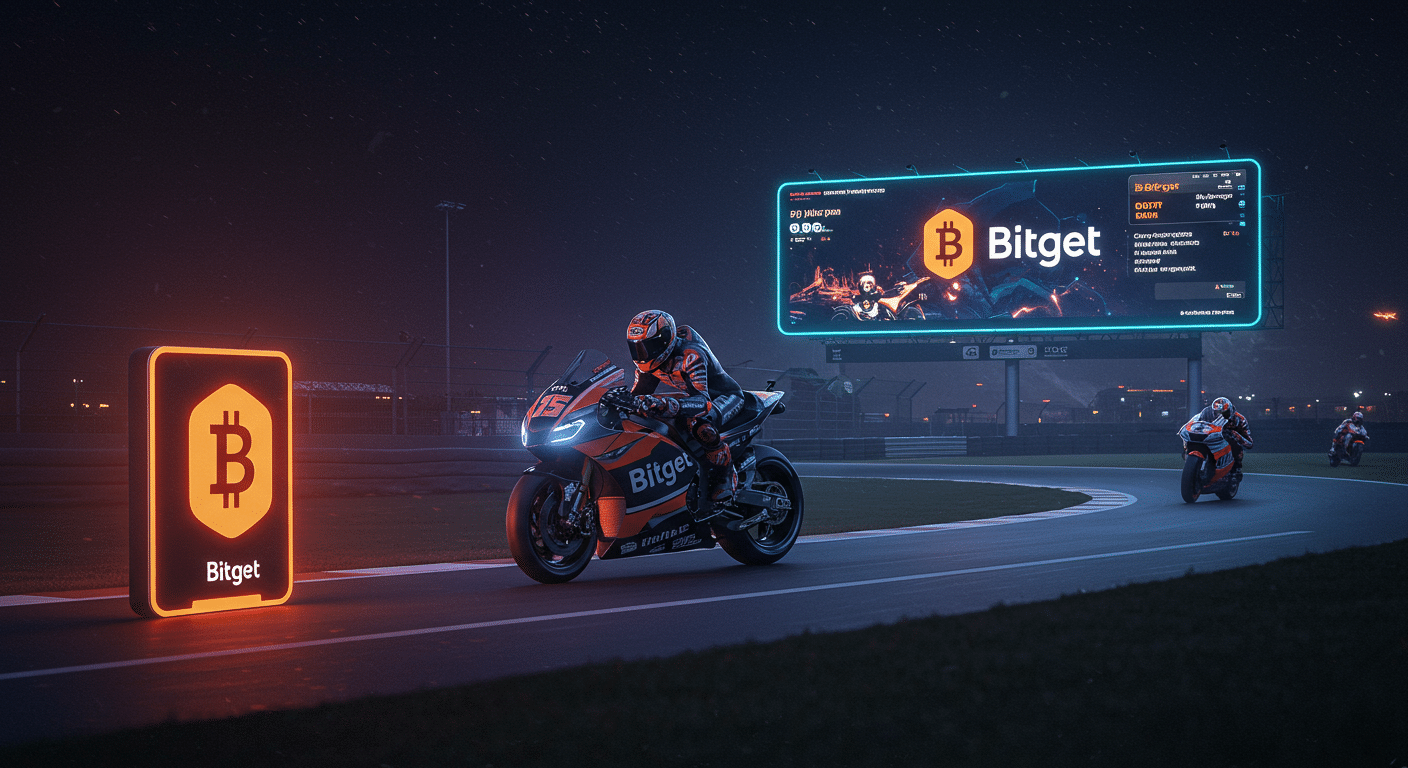 Eye-catching visual of Bitget, MotoGP, cryptocurrency
 and  Metaverse vibes