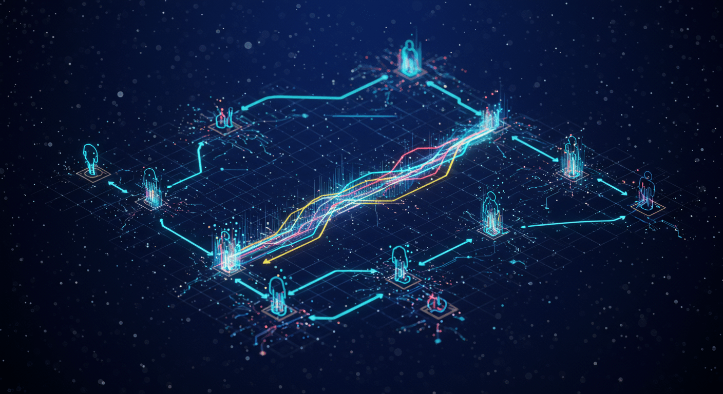 Future potential of AI agents, agent communication protocol, Model Context Protocol represented visually