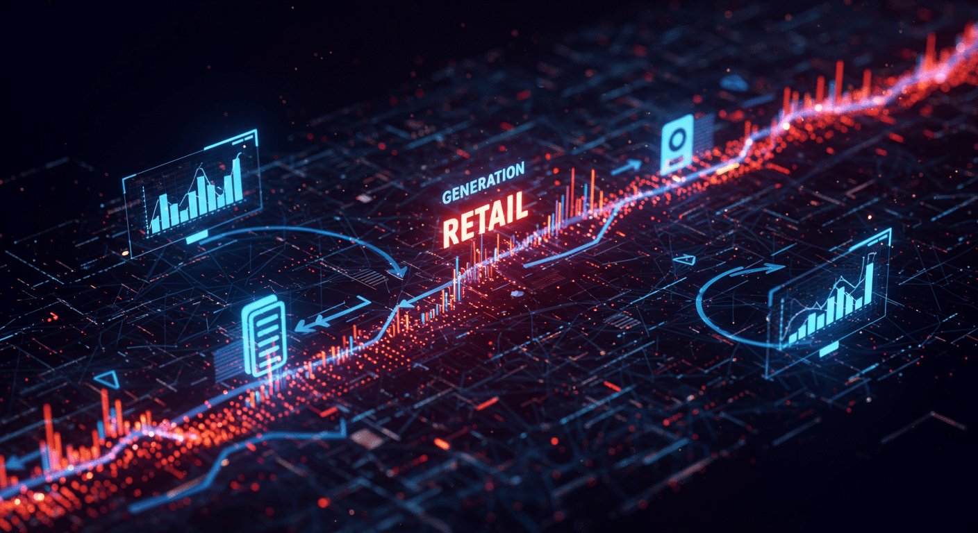 Future potential of genAI, retail, finance
 represented visually
