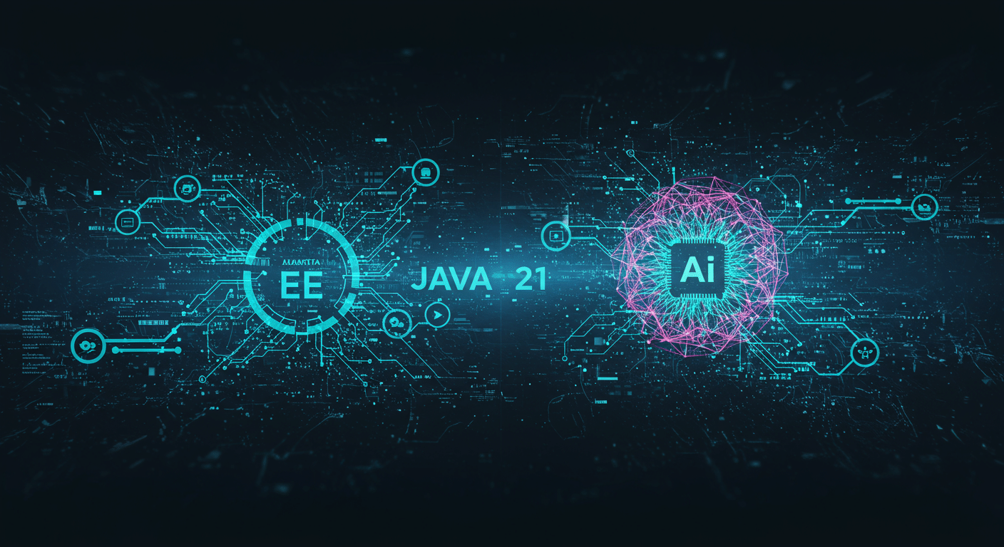 Future potential of Jakarta EE 11, Java 21, enterprise Java
 represented visually