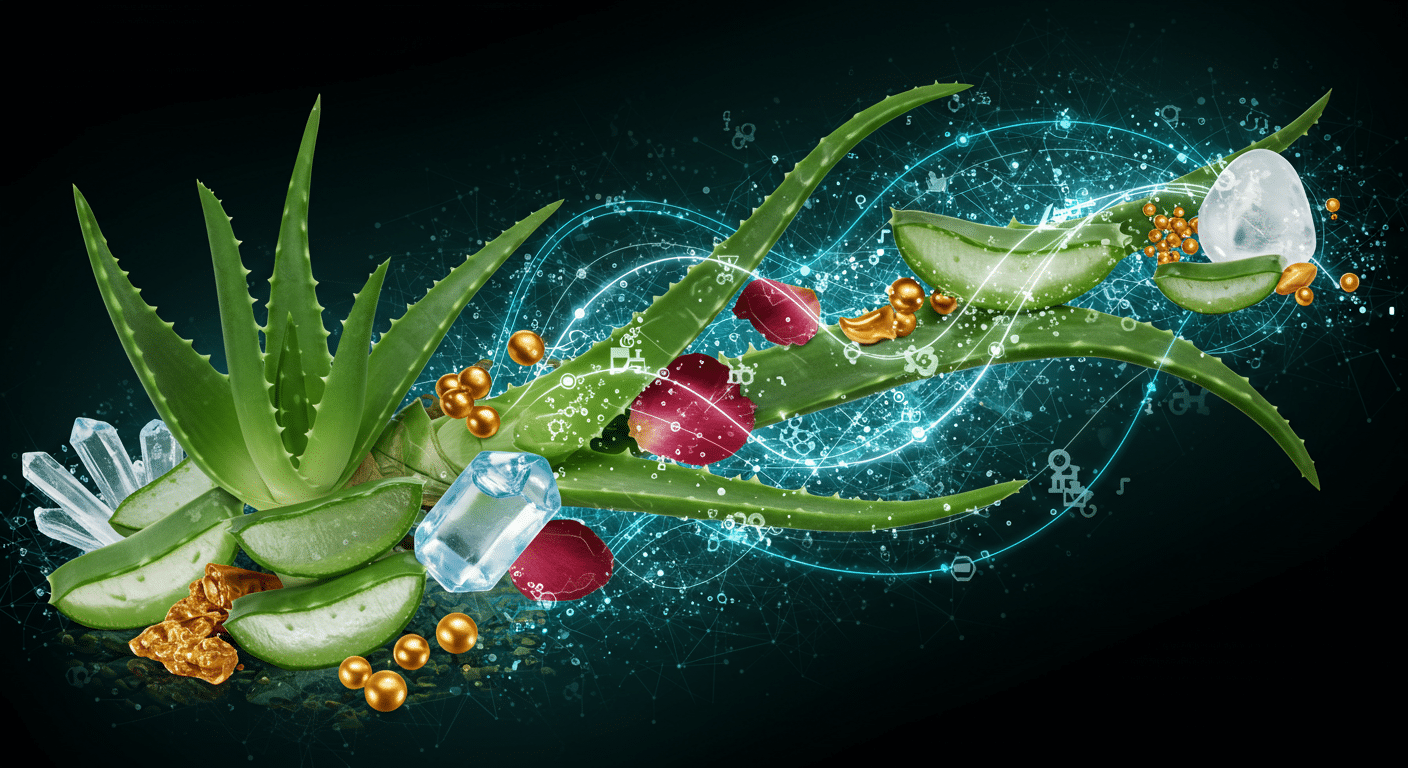 aloe vera, beauty ingredients, botanicals lifestyle illustration