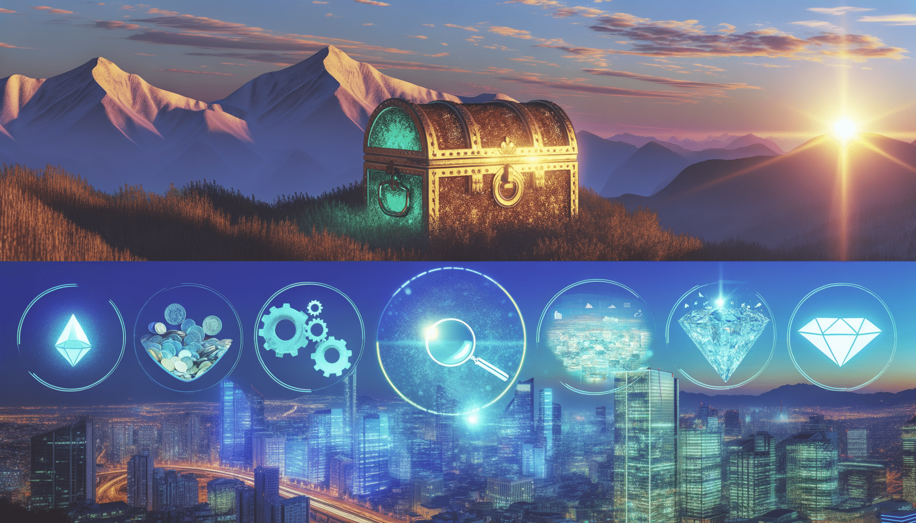 Future potential of value investing, valuation, portfolio management represented visually