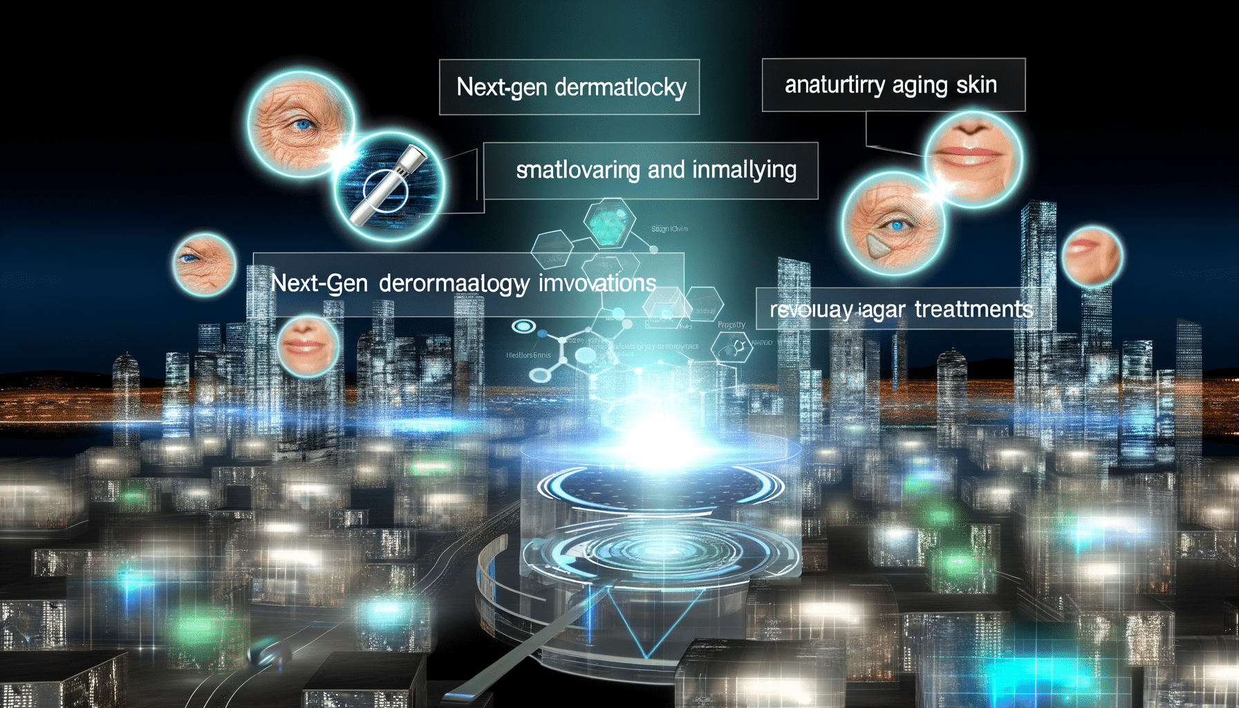 Future potential of skin aging, skincare, older skin
 represented visually
