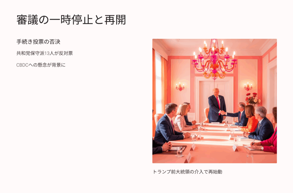 一時混乱：下院での手続き投票が否決され審議が停止