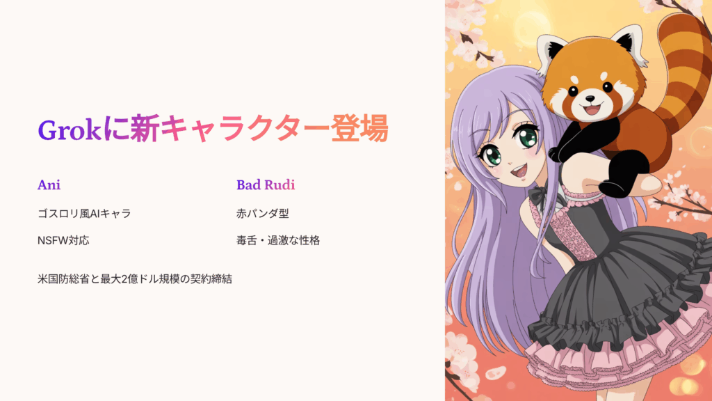 Grokにアニメ風キャラクター「Ani」「Bad Rudi」が登場