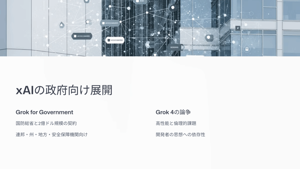 米国防用途への拡大：xAIの「Grok for Government」と「Grok 4」