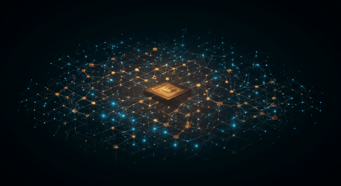 Artificial Superintelligence Alliance FET technology and blockchain network illustration