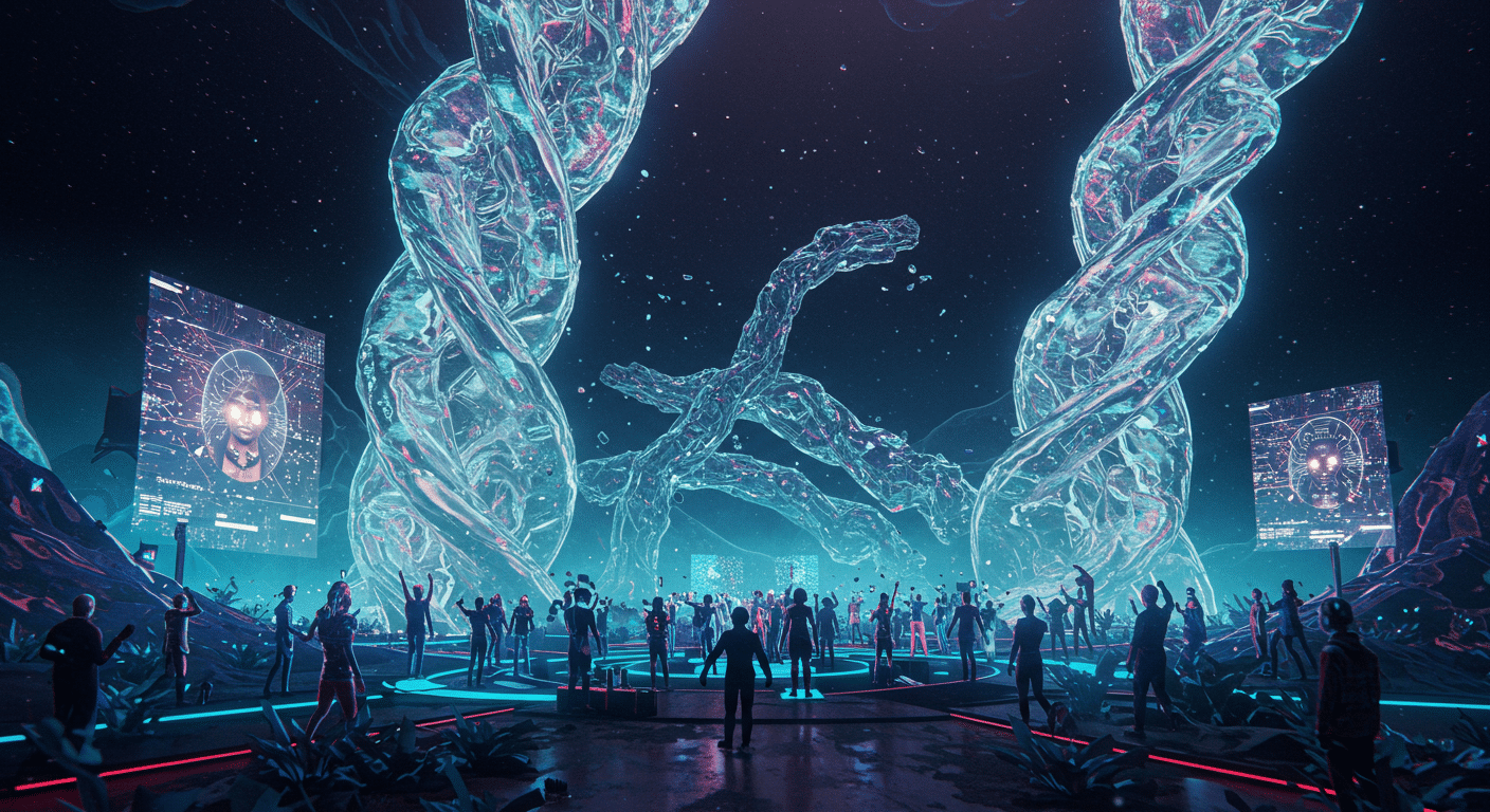 Eye-catching visual of Sogni AI, mainnet launch, decentralized AI
 and  Metaverse vibes