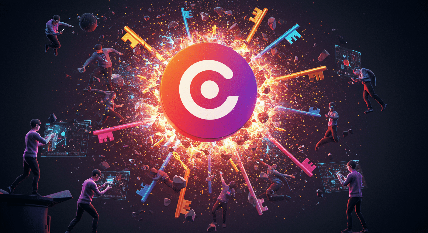 Eye-catching visual of Coinbase, bug bounty, smart contracts
 and  Metaverse vibes