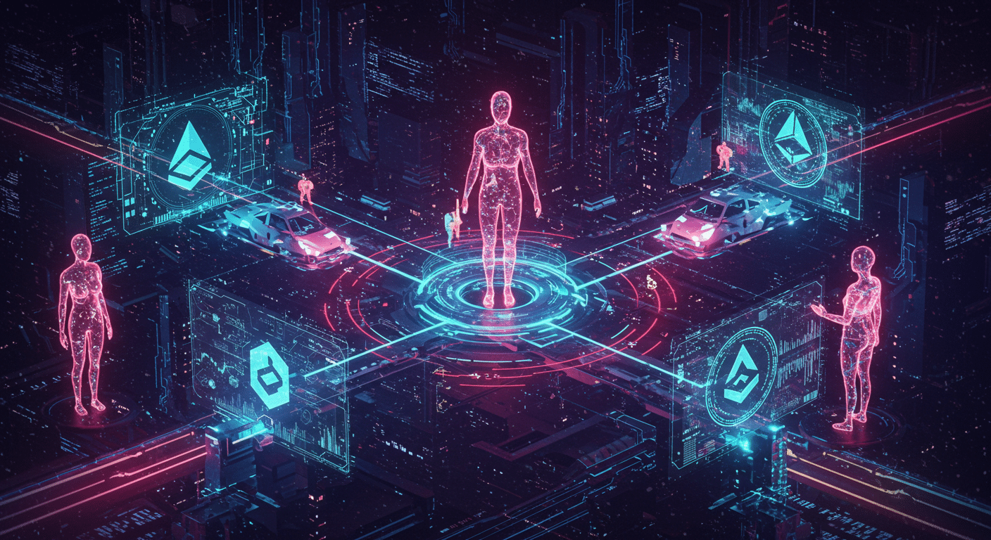 Eye-catching visual of crypto alliances, digital assets, interoperable
 and  Metaverse vibes