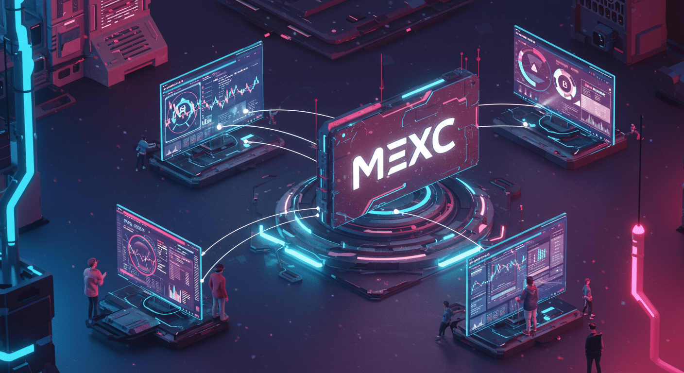 Eye-catching visual of MEXC, spot market share, crypto exchanges
 and  Metaverse vibes