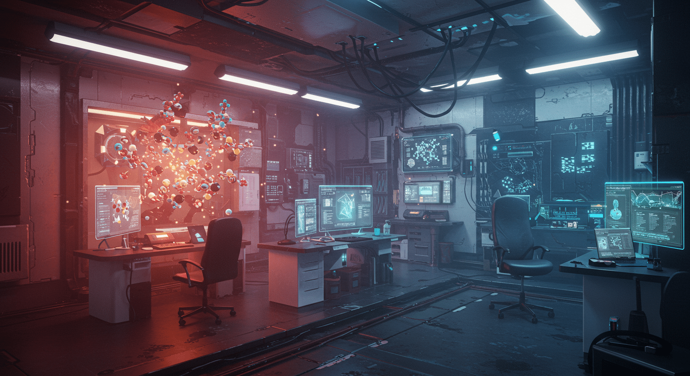 Eye-catching visual of FLock.io, AIGEN Sciences, drug discovery
 and  Metaverse vibes