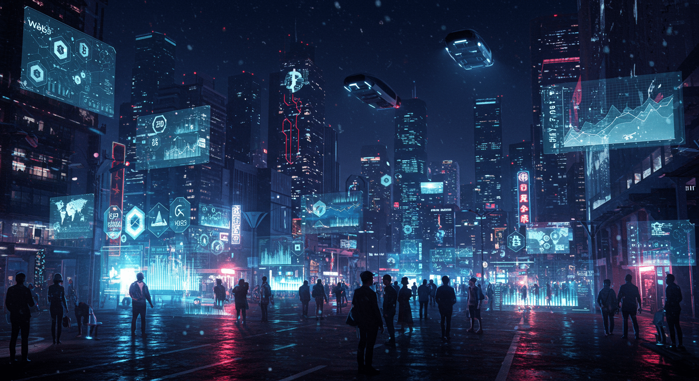 Future potential of Web3, crypto infrastructure, innovation
 represented visually
