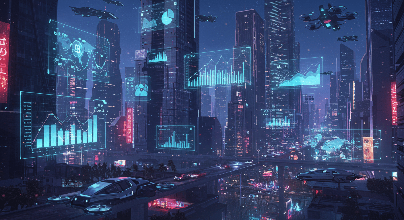 Future potential of AI, blockchain, DeFi
 represented visually