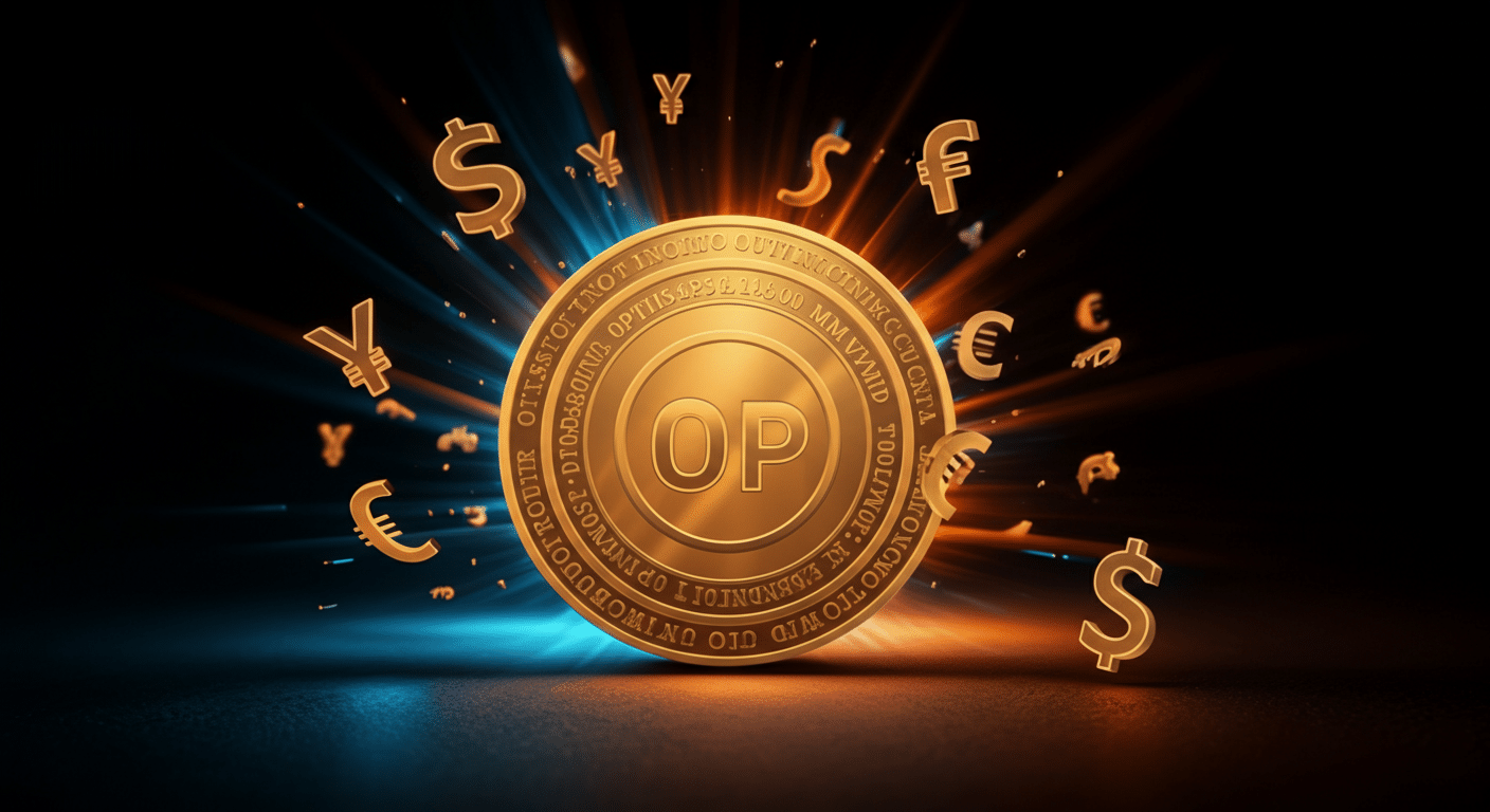 Eye-catching visual of Optimism OP and cryptocurrency vibes