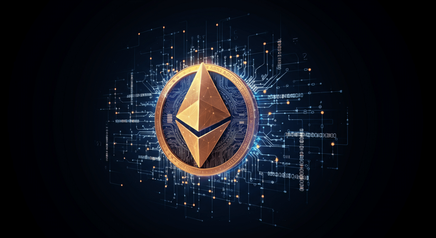 Rocket Pool ETH RETH technology and blockchain network illustration