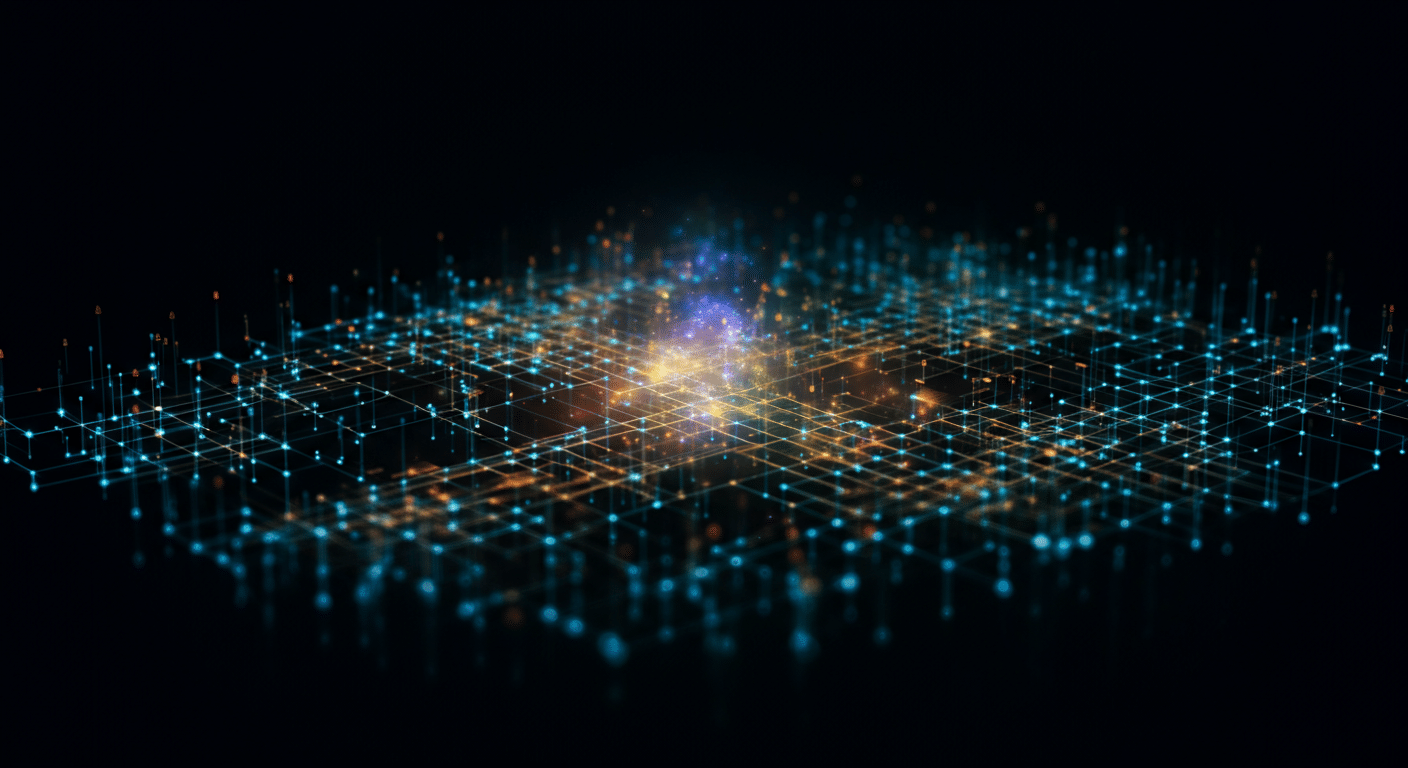 Story IP technology and blockchain network illustration