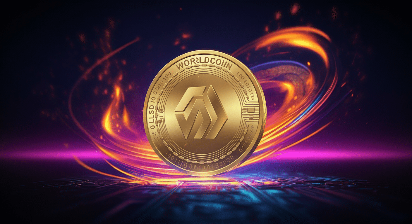 Eye-catching visual of Worldcoin WLD and cryptocurrency vibes