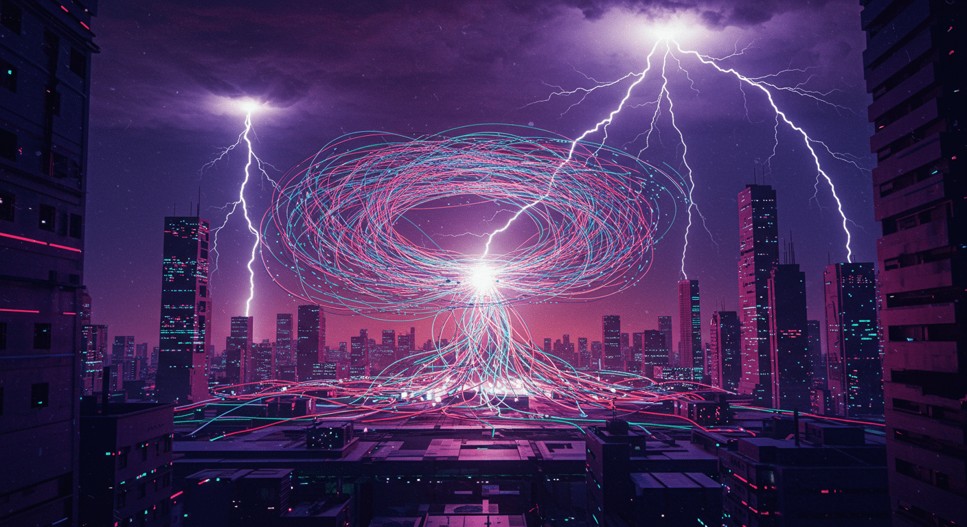 Eye-catching visual of generative AI, infrastructure as code, AI-generated IaC
 and  AI technology vibes