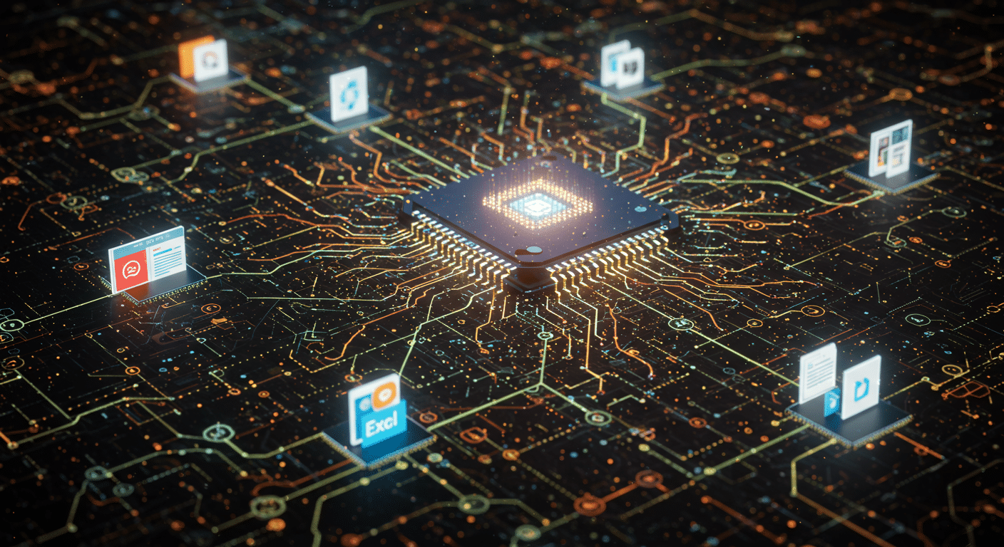 Microsoft 365 Copilot, AI applications, Microsoft Graph API
 AI technology illustration