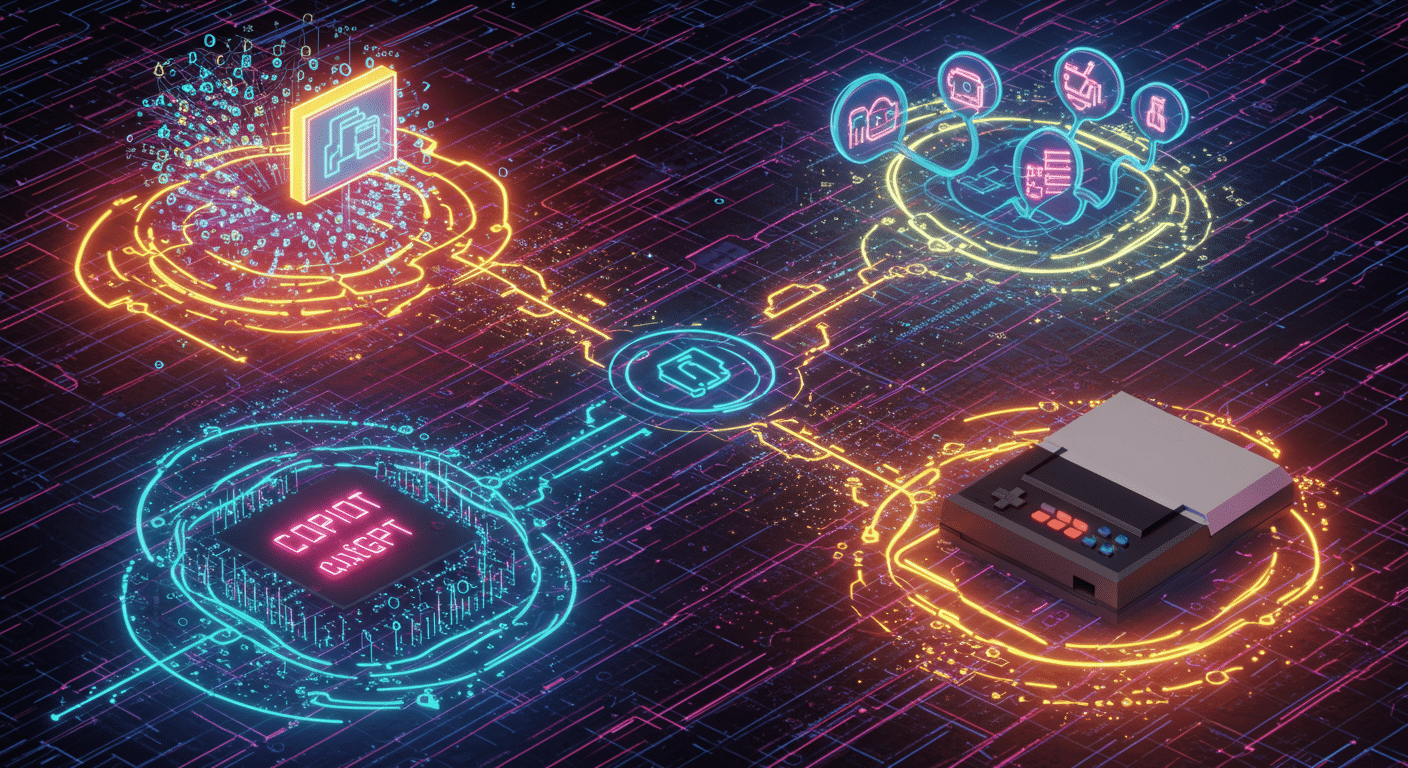 Future potential of Copilot, ChatGPT, Atari 2600
 represented visually