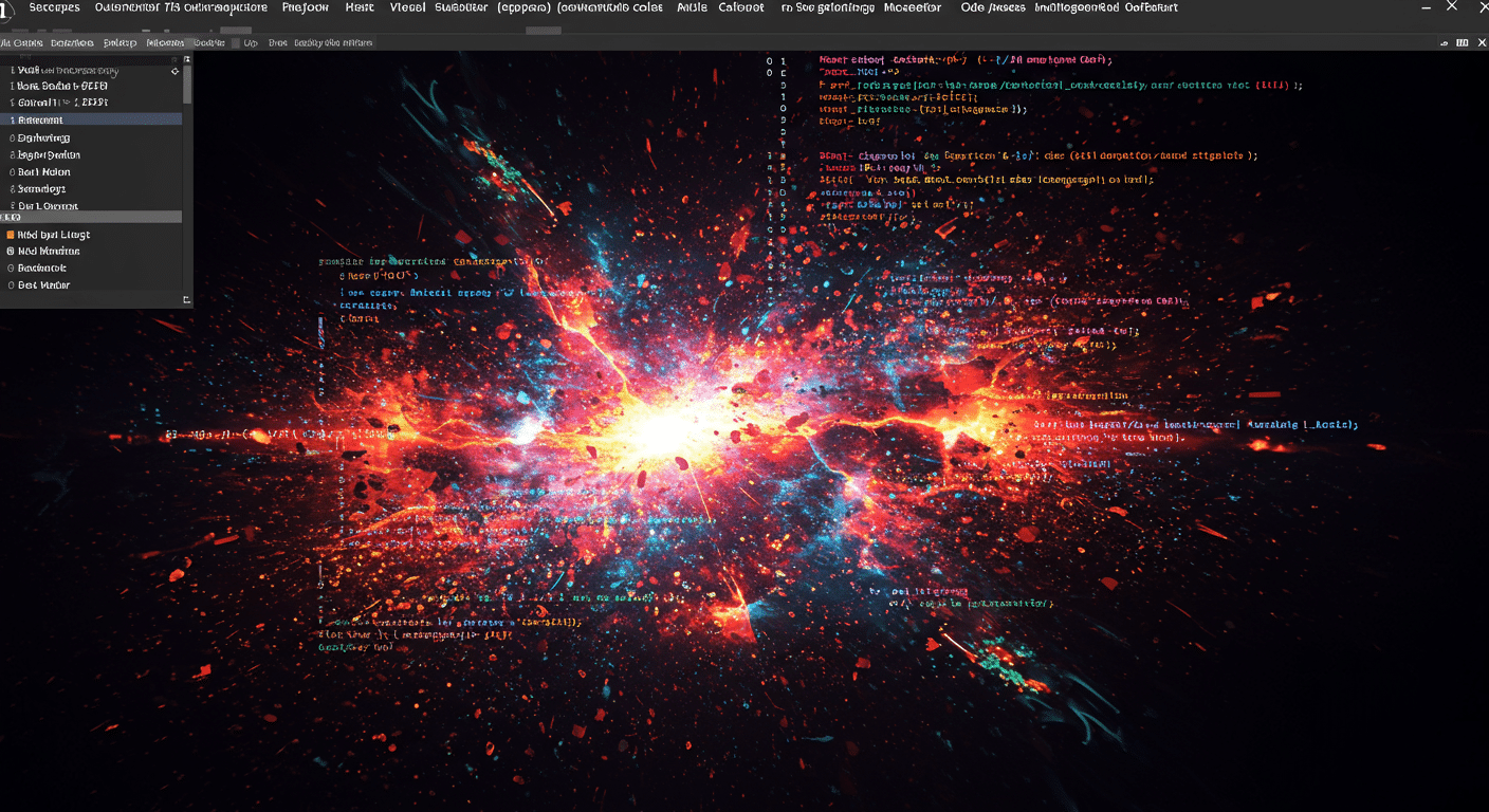Eye-catching visual of Visual Studio Code, GitHub Copilot Chat, Large Language Models
 and  AI technology vibes