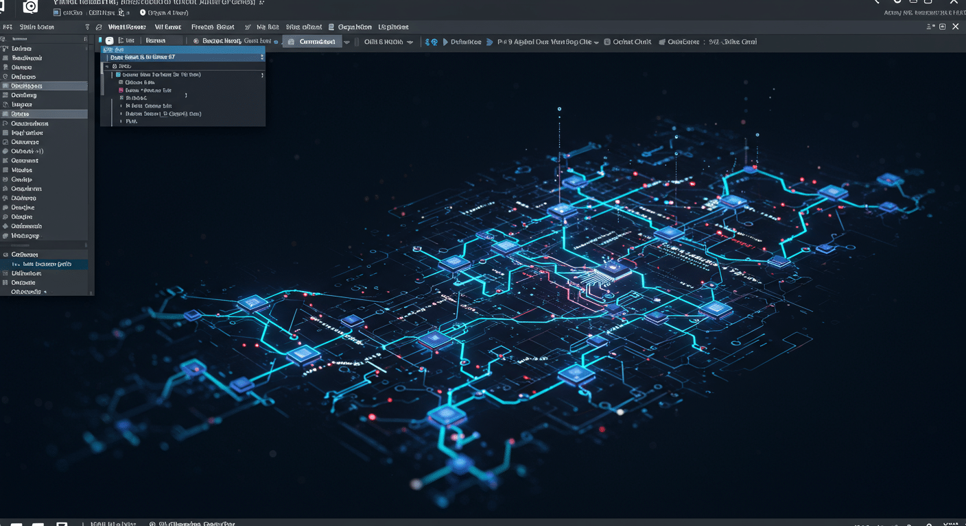 Visual Studio Code, GitHub Copilot Chat, Large Language Models
 AI technology illustration