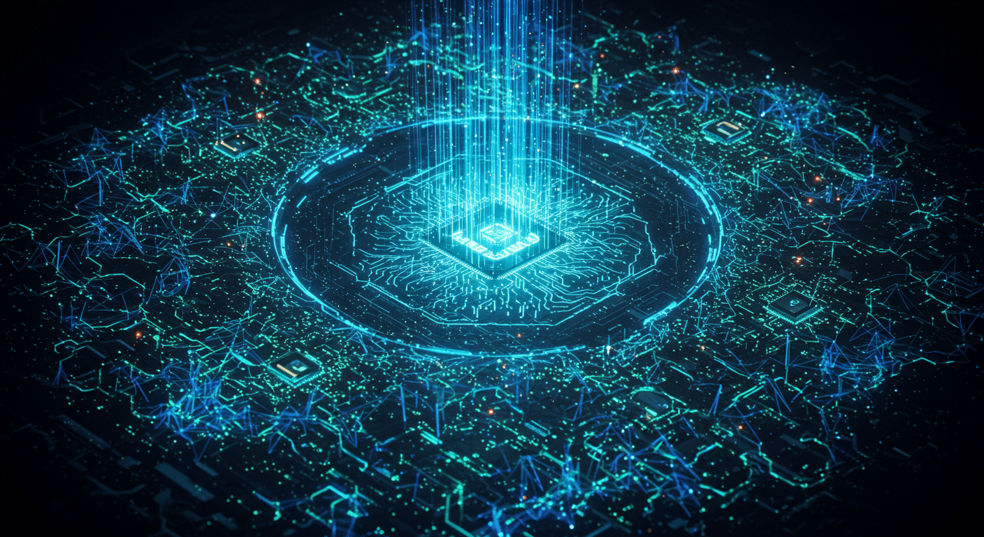 Future potential of MCP server, LLM, AI agents
 represented visually