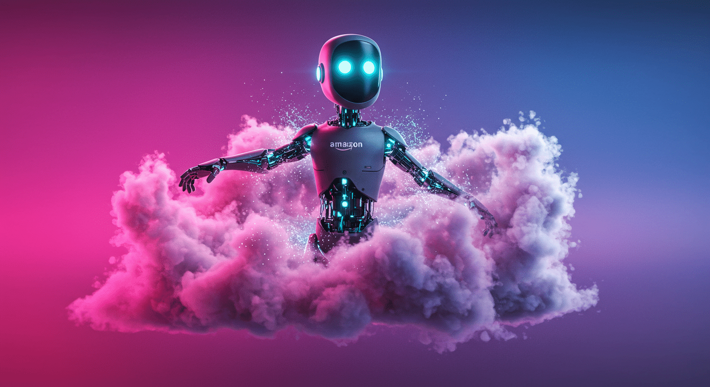 Eye-catching visual of Amazon Bedrock AgentCore, AI agents, AWS
 and  AI technology vibes