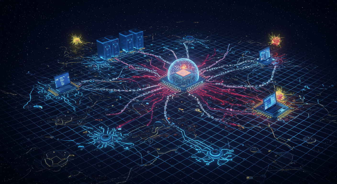 supply chain attack, NPM, malware
 AI technology illustration