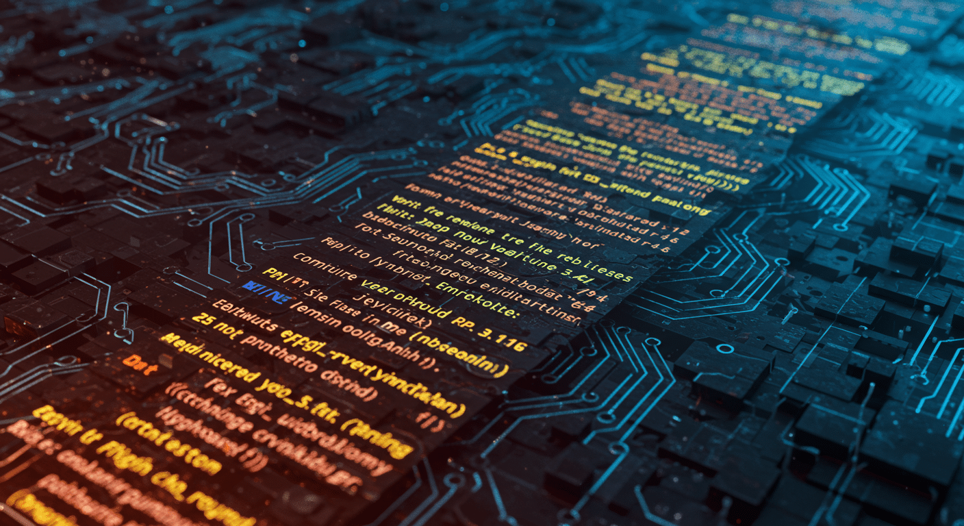 Eye-catching visual of Python 3.14, free-threading, type-checking and AI technology vibes