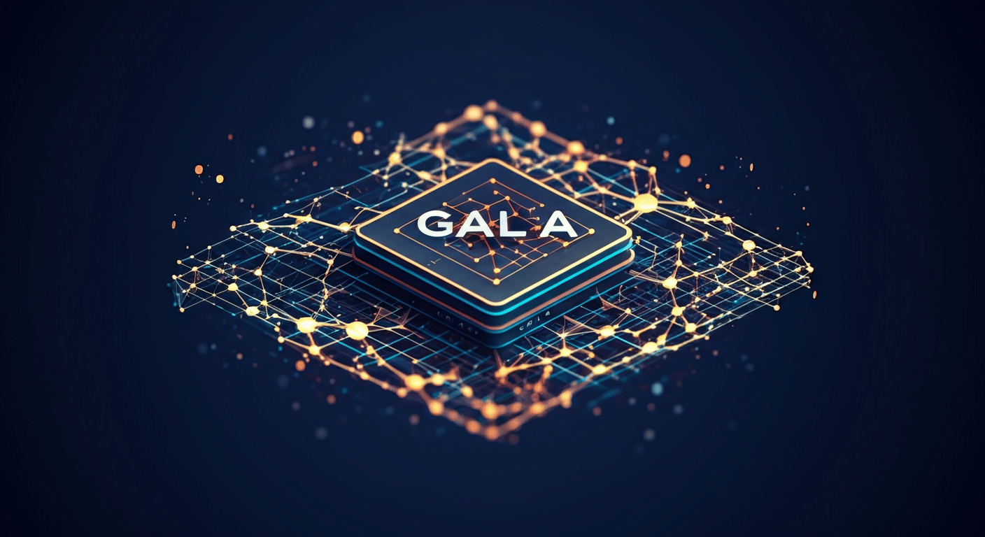 GALA  technology and blockchain network illustration