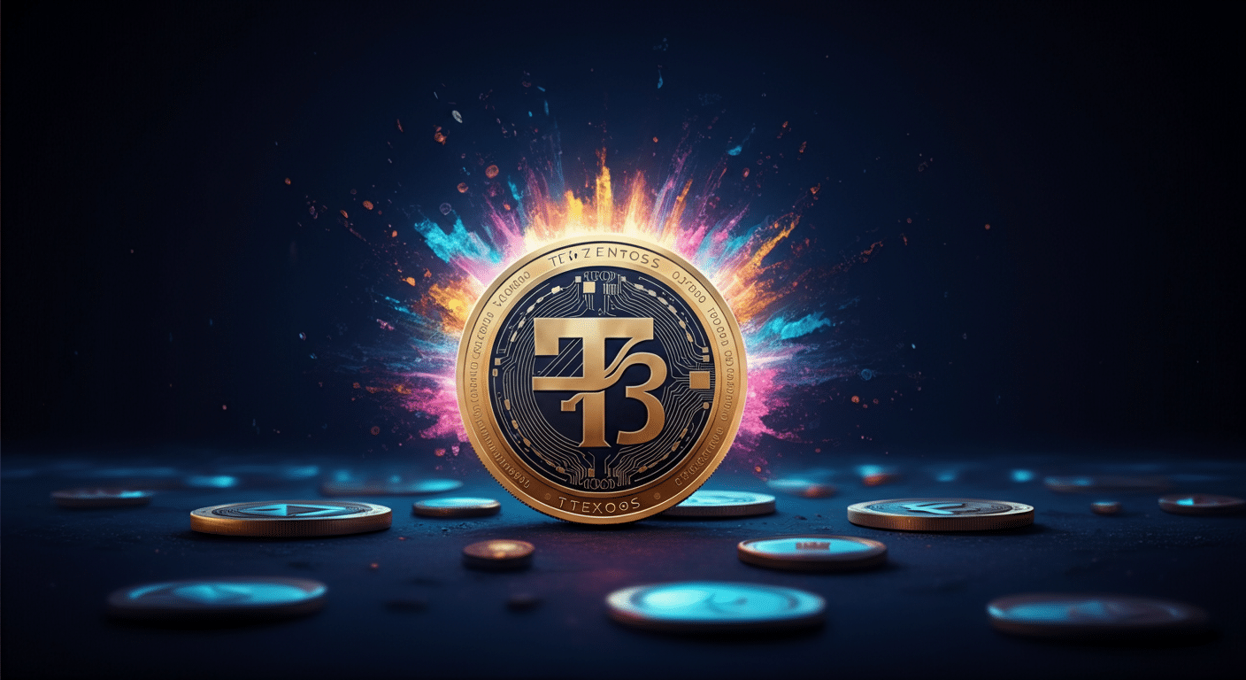 Eye-catching visual of Tezos XTZ and cryptocurrency vibes