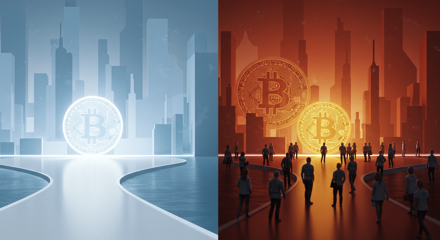 ビットコイナーよ、どちらの道へ？純粋主義 vs 影響力、規模 vs 無意味さ