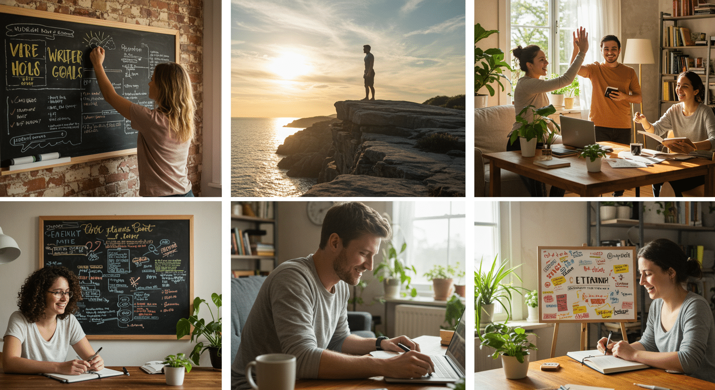 Eye-catching visual of Goal Setting  
Motivation Maintenance  
Self-Improvement Habits and lifestyle vibe
