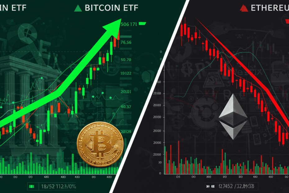 ビットコインETFとイーサリアムETFの対照的な動向：最新の市場分析