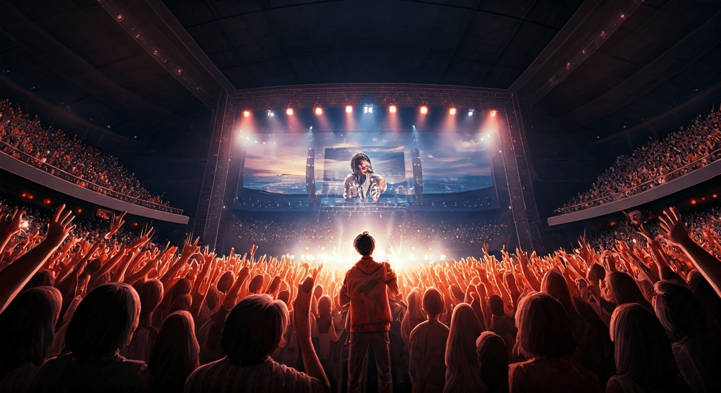 Eye-catching visual of Live Entertainment Boom  
Oshikatsu Culture  
High-Ticket Trends and lifestyle vibe