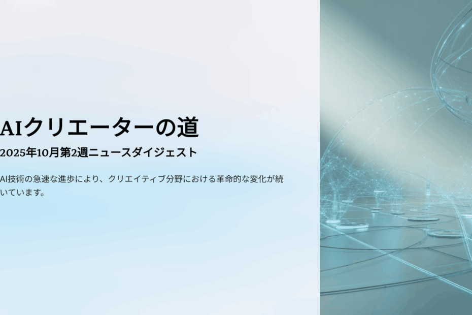 AIクリエーターの道：今週のニュースダイジェスト（2025年10月第2週）