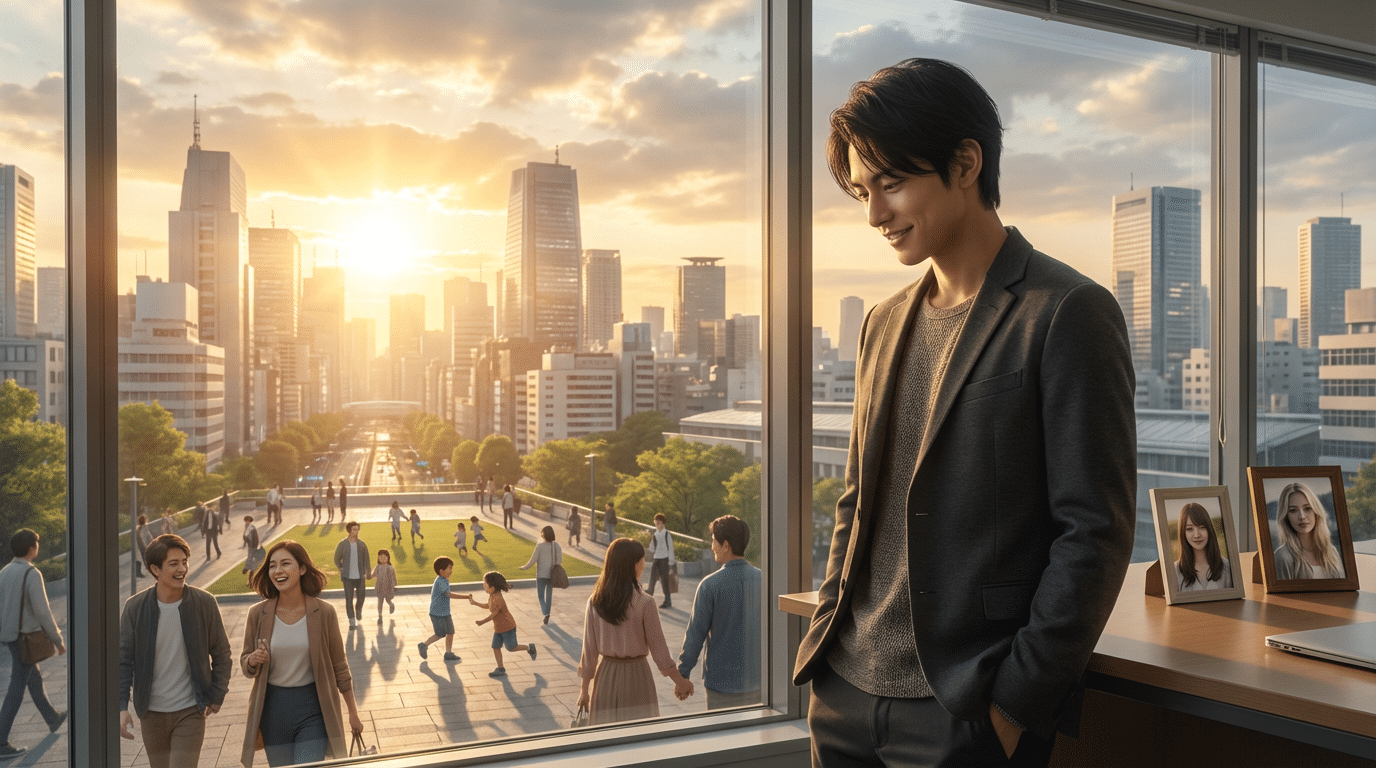 Tokyo sunset and people landscape